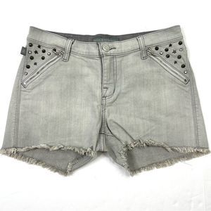 Raw Hem Gray Denim Shorts